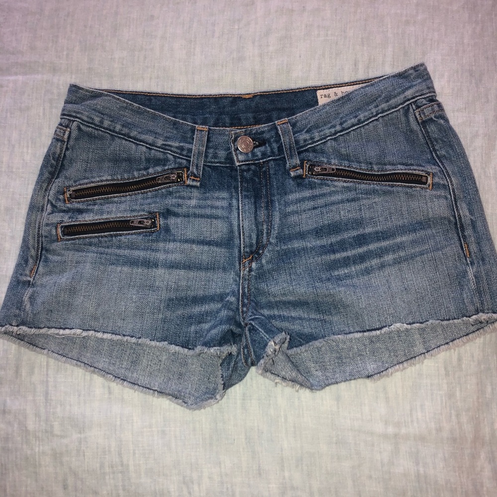 Rag & Bone Zipper Cut Off Denim Shorts